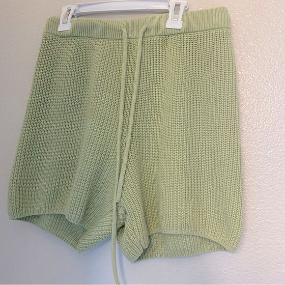Reformation Sanzo Sweater knit green drawstring pull on lounge wear Shorts M - Picture 2 of 9